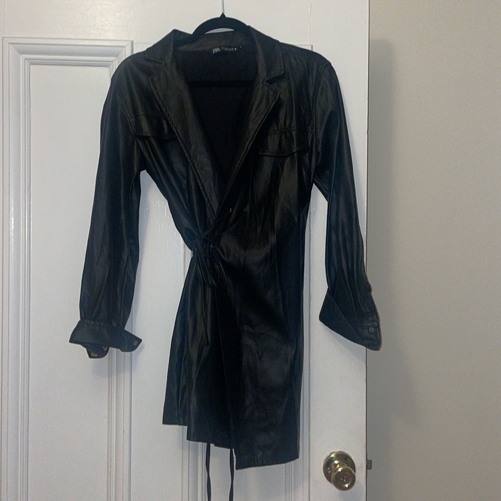 Zara leather wrap dress
